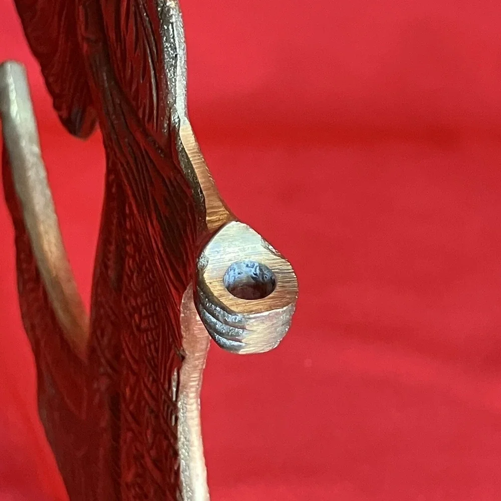 Vintage 9" Angel / 2D /‎ Etched Solid Brass / Flowing Dress Wings / Decor / Flaw - Picture 5 of 13